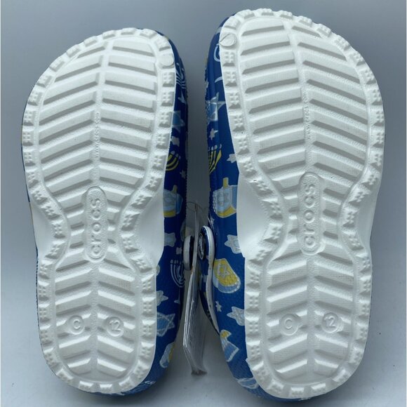 Crocs Classic Lined Blue Hanukkah Clogs Shoes Sandals Jewish Kids Size 12 C - Picture 10 of 15